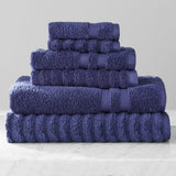 Performance Mix Textured 6-Piece Bath Towel Set - Navy Blue
